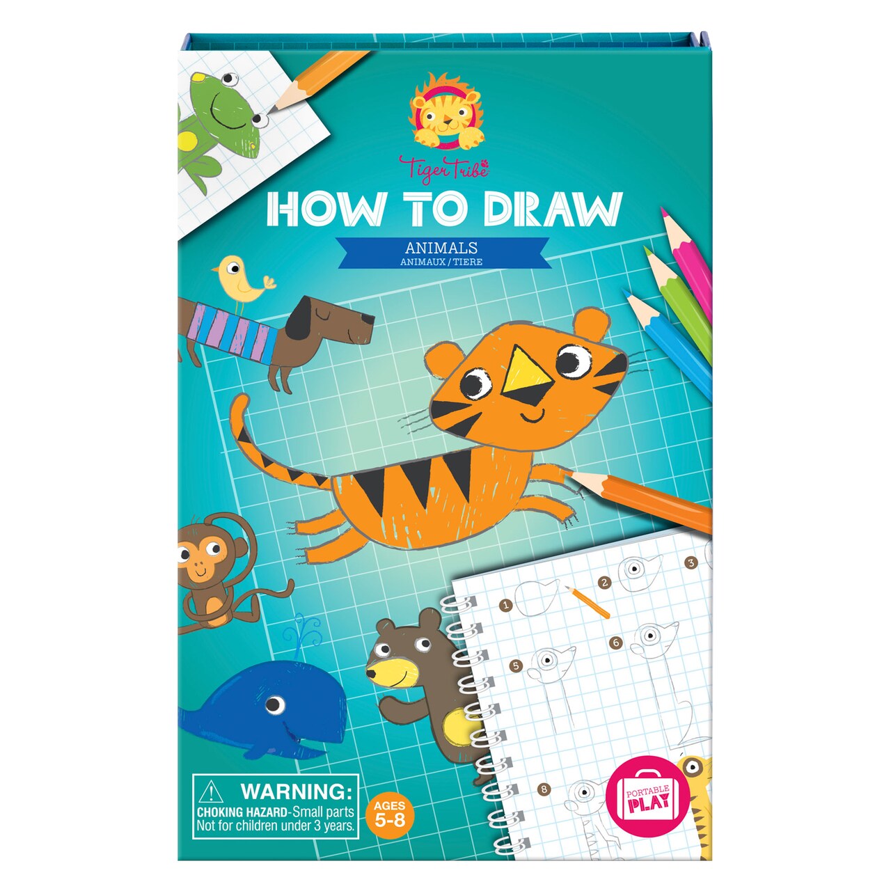 Tiger Tribe: How to Draw - Animals - Creative Artistic Set, Step-By-Step Guide, Color Pencils, Art Sketch Pad, Store Inside Case, Kids Ages 5+